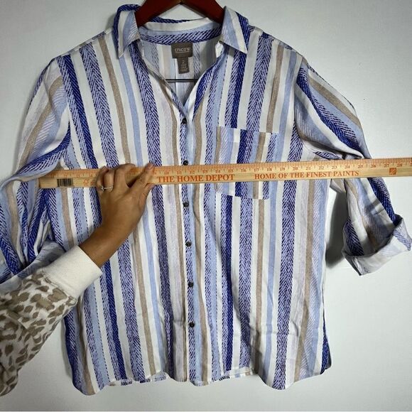Chicos Striped Blouse size 2 - Picture 7 of 9